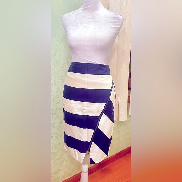 Blue and White Striped Skirt - Picture 4 of 4